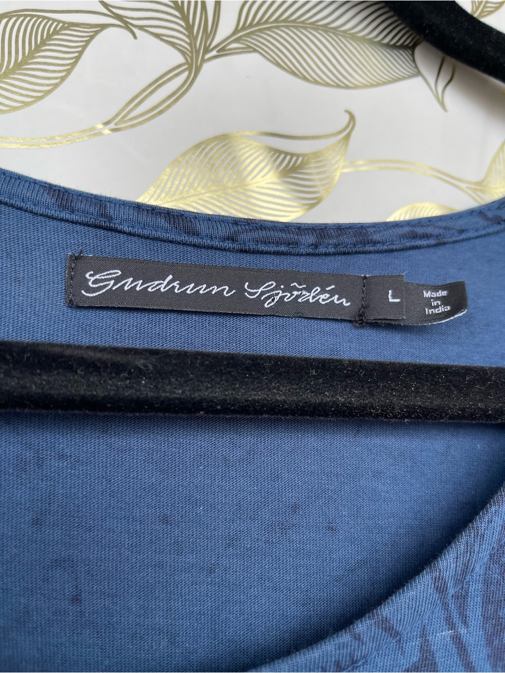 Gudrun Sjoden Organic Cotton Blue Botanical Lagenlook Dress L Pockets Scandiboho - Picture 6 of 12
